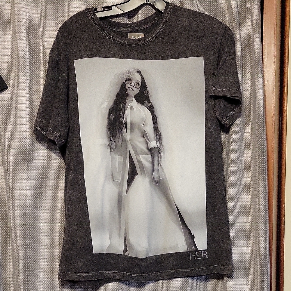 H.E.R. Graphic Tee in Charcoal Gray